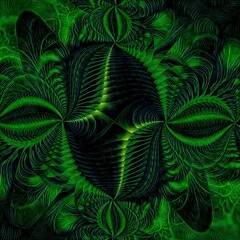 Naklejka na ściany i meble complex banana leaf fractal inspired repeating shades of green spiral pattern and design