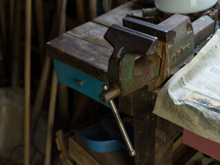 old anvil in a workshop