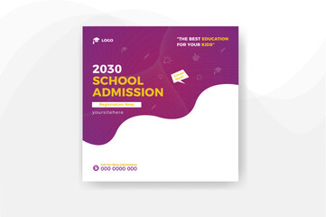 creative school admission social media post banner template design