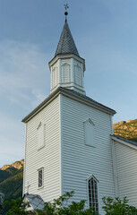 Fototapeta na wymiar Wooden church in Odda rural town, Norway