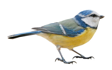 Blue Tit (Cyanistes caeruleus), Titmouse isolated in PNG, with transparent background - obrazy, fototapety, plakaty