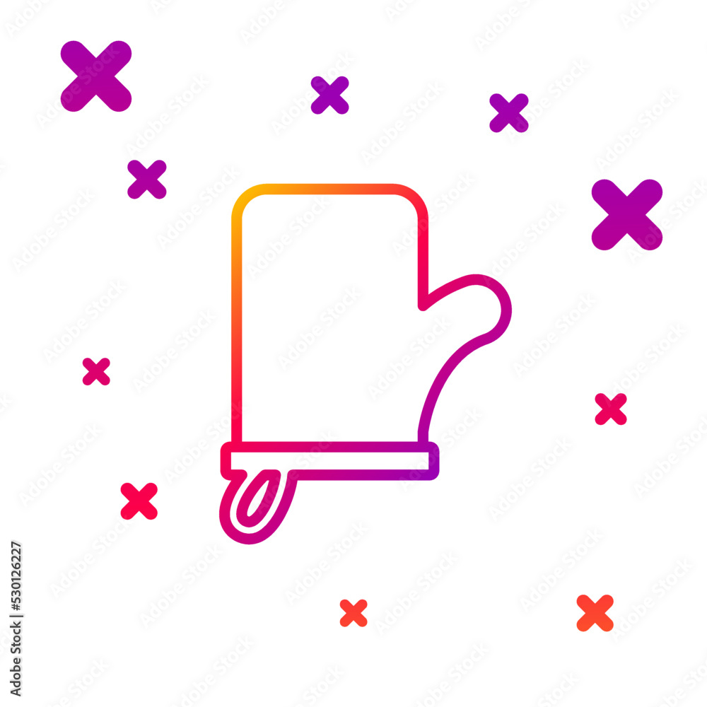 Poster color line sauna mittens icon isolated on white background. mitten for spa. gradient random dynamic 