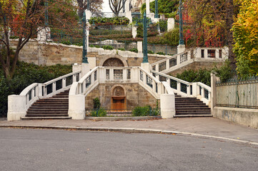 Fototapeta premium Strudlhofstiege an old staircase in Vienna autumn
