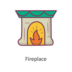 FirePlace vector filled outline Icon Design illustration. Holiday Symbol on White background EPS 10 File