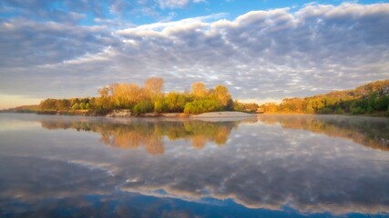Fototapeta premium autumn landscape with lake