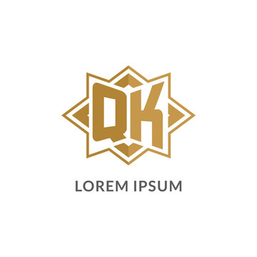 Initial letter QK logo monogram with eight point star style design ideas