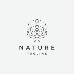 Nature line logo design template flat vector