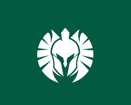 Spartan logo on a green background, and edge decoration