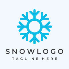Logo template design abstract blue snowflake or cold elements with outline.Logo for winter,icons,ice,cold.