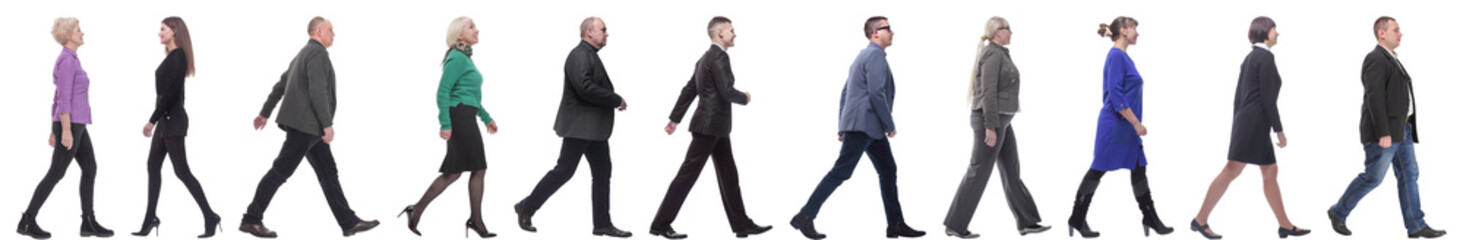 group of successful business people in motion isolated