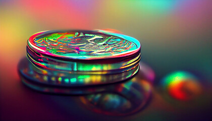 Hologram coins background . crypto currency . Ethereum