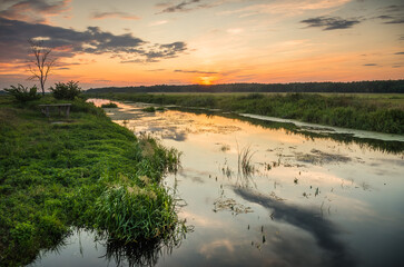 sunset over the river