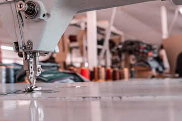 Sewing machine in the workshop