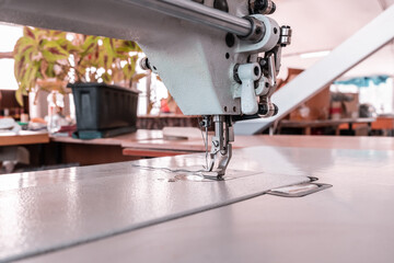Sewing machine in the workshop