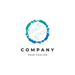 grunge abstract circle logo vector design template. suitable for modern digital minimalist business concepts.