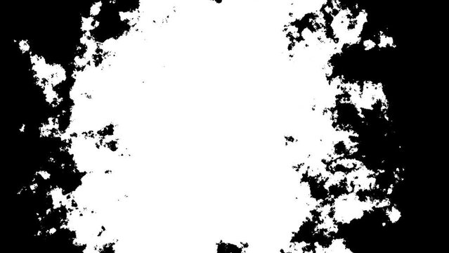 Abstract ink blot for slideshow. Black and white template. Set of 9. Animated liquid spreading ink blobs. 25 fps