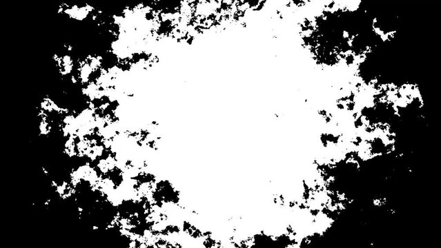 Abstract ink blot for slideshow. Black and white template. Set of 9. Animated liquid spreading ink blobs. 59,94 fps
