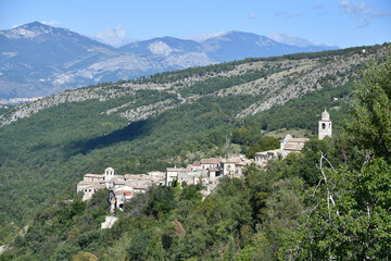 Fototapeta na wymiar Panoramic view of Caramanico Terme, a village in abruzzo region in Italy.