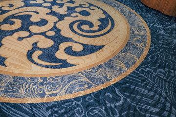 Art Deco interior design style furniture, carpets and paneling onboard classic ocean liner cruiseship cruise ship main dining room restaurant