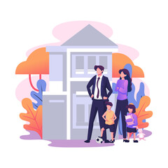 Family house flat style illustration vector design