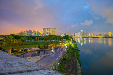 Naklejka premium Downtown city skyline at the marina bay, cityscape of Singapore