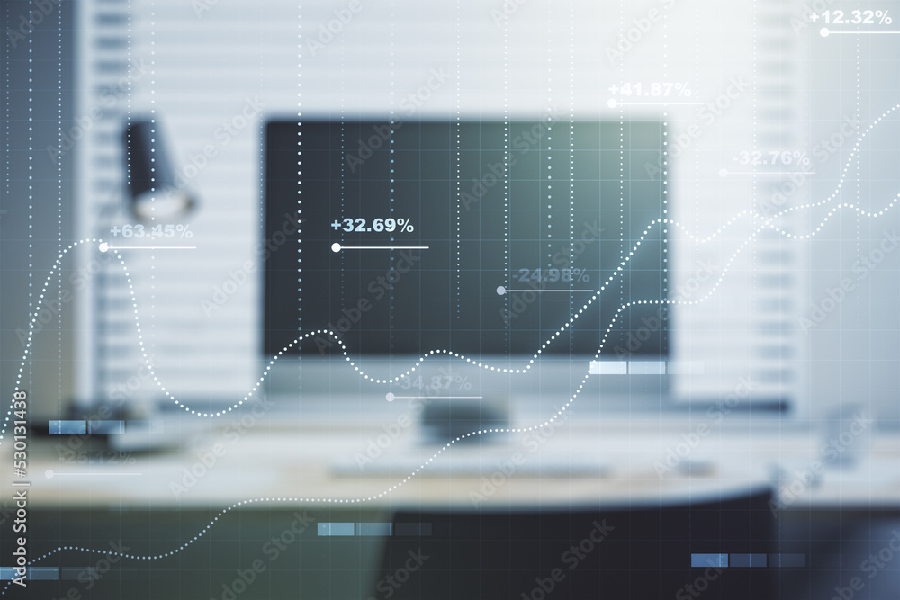 Poster abstract creative analytics data spreadsheet on modern computer background, analytics and analysis c