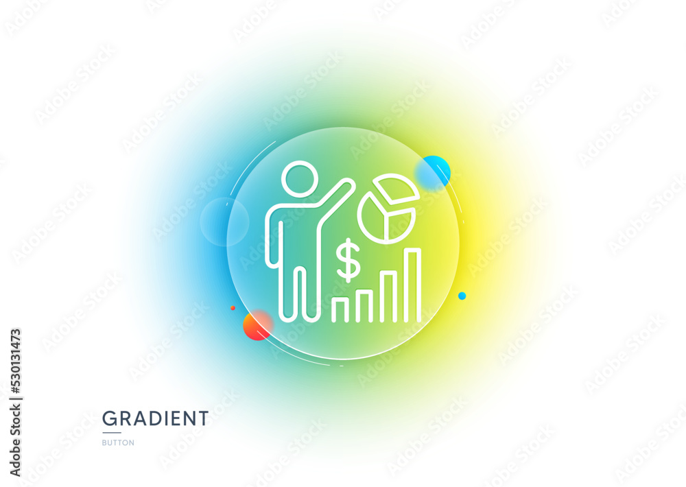 Poster seo statistics line icon. gradient blur button with glassmorphism. search engine optimization sign. 