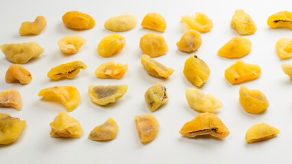 Dried passion fruit isolated on a white background.