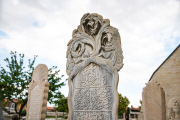 Fototapeta na wymiar Tombstone in Mevlana Museum, Konya, Turkiye
