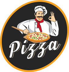 Pizzeria Png Emblem. Pizza logo template. Suitable for websites, Stickers, Banners, Social media and layouts, Art and collages, General use cases. png.
