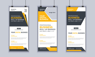 Corporate Business Roll up Banner Design, Multipurpose Roll Up Banner Standee Design, Vector Banner Template, Corporate Identity Print Template
