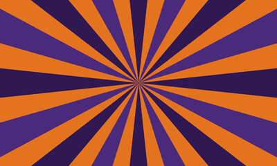 Sunburst background. Orange and violet sunbeam. Wallpaper with sun burst. Backdrop for circus. Starburst with sunlight.Swirl of texture with stripes. Vector.