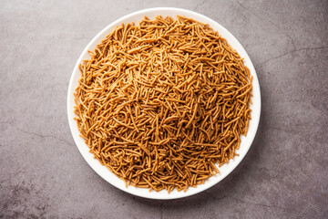 Nachni or Ragi Sev is a delicious crispy noodle made from finger millets, healthy Indian food