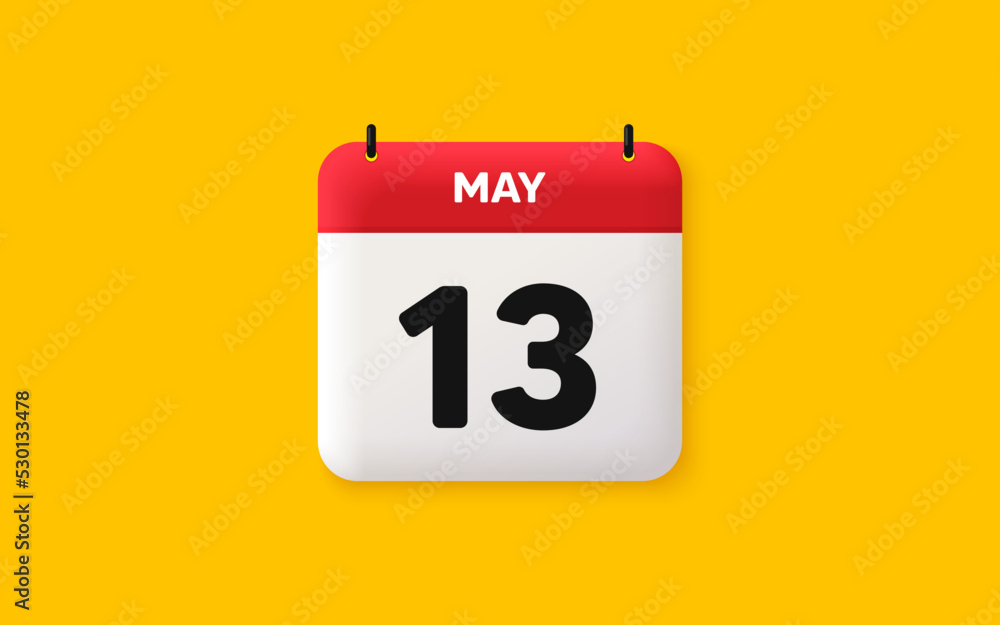 Poster calendar date 3d icon. 13th day of the month icon. event schedule date. meeting appointment time. ag
