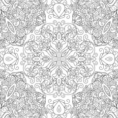 Zentangle doodle art bohemian pattern with mandalas. Black and white hippie style texture.