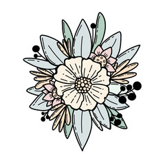 bouquet of flowers illustration isolated pastel colors