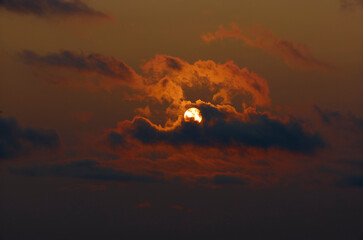 Spectacular sunset created by forest fires 