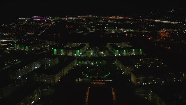 Imeretinskaya embankment. Night. Sochi. Olympic Park. 
