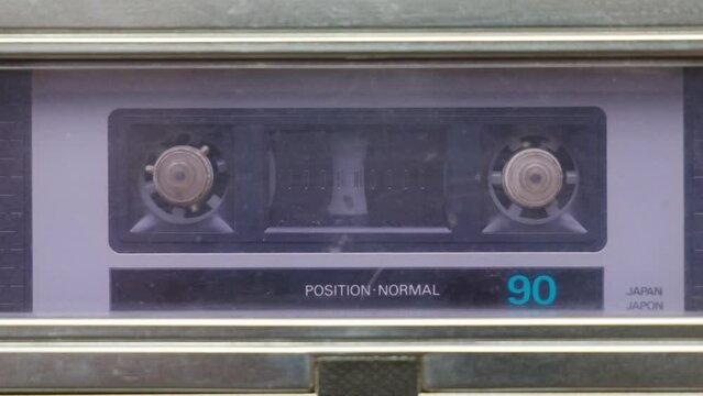 Audio cassette tape in old recorder