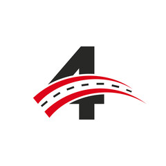 Initial Transport Logo On 4 Letter Concept. Minimal 4 Letter Road Logo Design Template