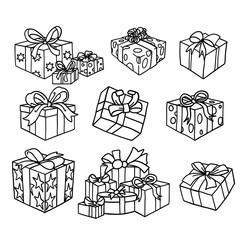 Collection Gift box draw icon 
