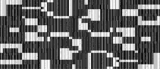 Fototapeta premium Rough, irregular texture composed of monochrome geometric elements. Overlay distressed grunge background. Abstract vector illustration. Isolated on white background. EPS10