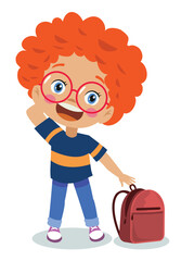 happy boy with school bag smiling