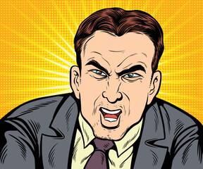 The man was angry, upset.hand drawn style vector design illustration.