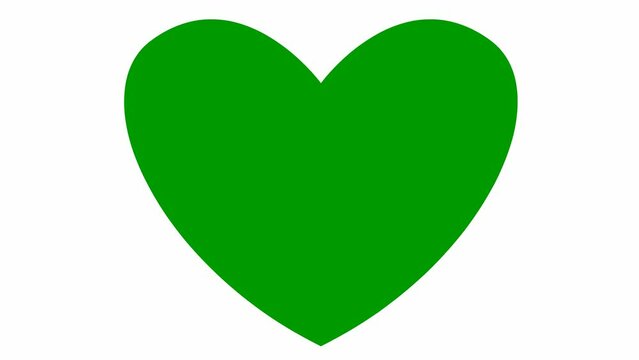Animated green heart pounding. Looped video of beating heart. Vector illustration isolated on the white background.