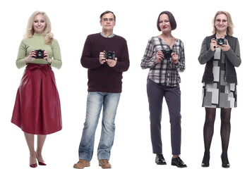 Fototapeta premium collage of professional photographers in full length isolated