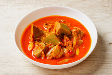 jackfruit curry (Indonesia : Gulai Nangka ) is an Indonesian traditional food from Padang, West Sumatera