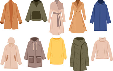 clothes set in flat style style vector