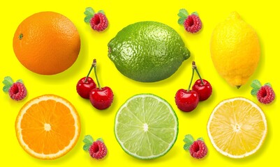 Collections tasty sweet ripe citrus fruits