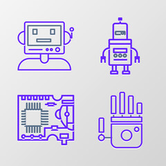 Set line Mechanical robot hand, Printed circuit board PCB, Robot and icon. Vector